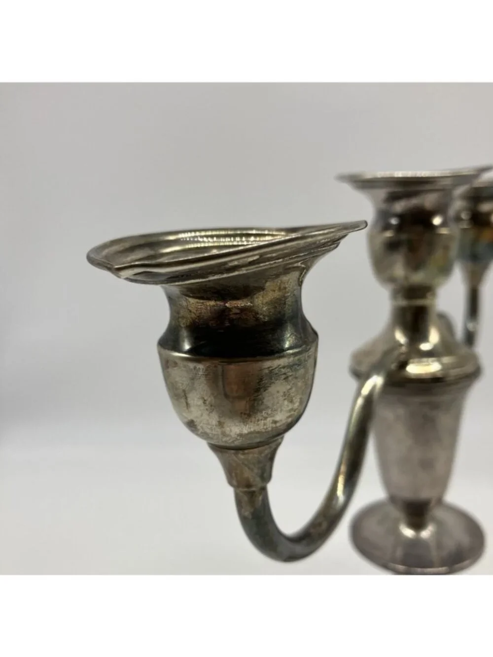 Sterling Silver Weighted 3-Arm Candelabra Vintage 7.5” Tall - AA12
